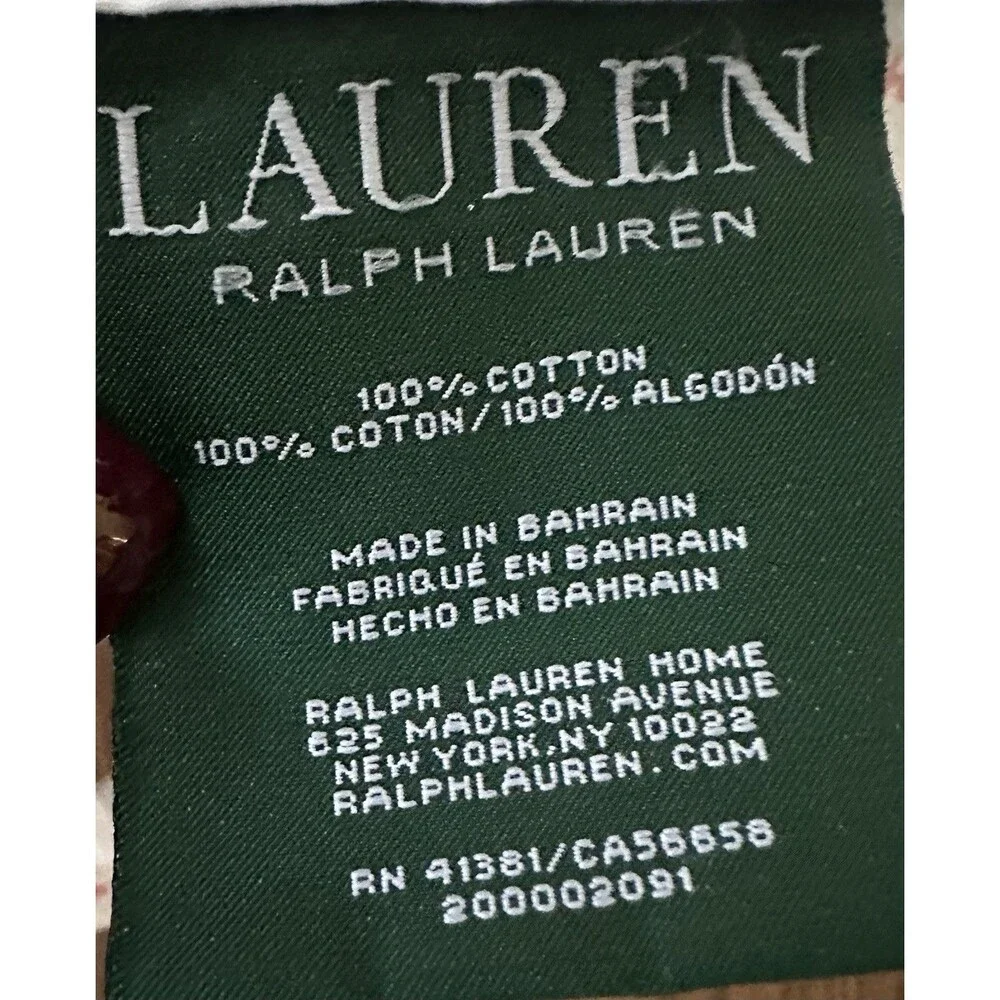 Ralph Lauren Full Sheet Set Nautical Anchor Print Coastal Cotton Flat Fitted
